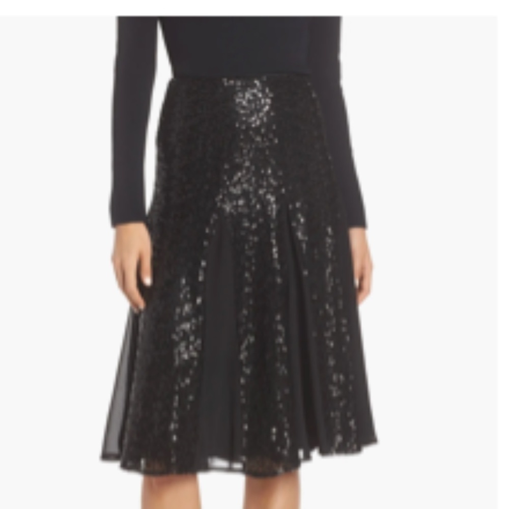 NWT Eliza J Sequin Flared Skirt In Black size 8